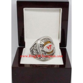 2009 Virginia Tech Hokies Men's Football ACC National Championship Ring, Custom Virginia Tech Hokies Champions Ring