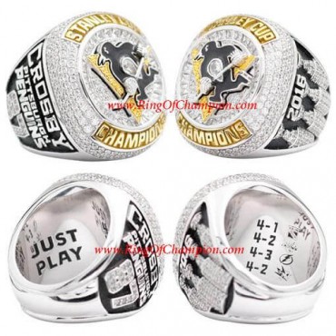  2015 - 2016 Pittsburgh Penguins  Stanley Cup Championship Ring, Custom Pittsburgh Penguins Champions Ring